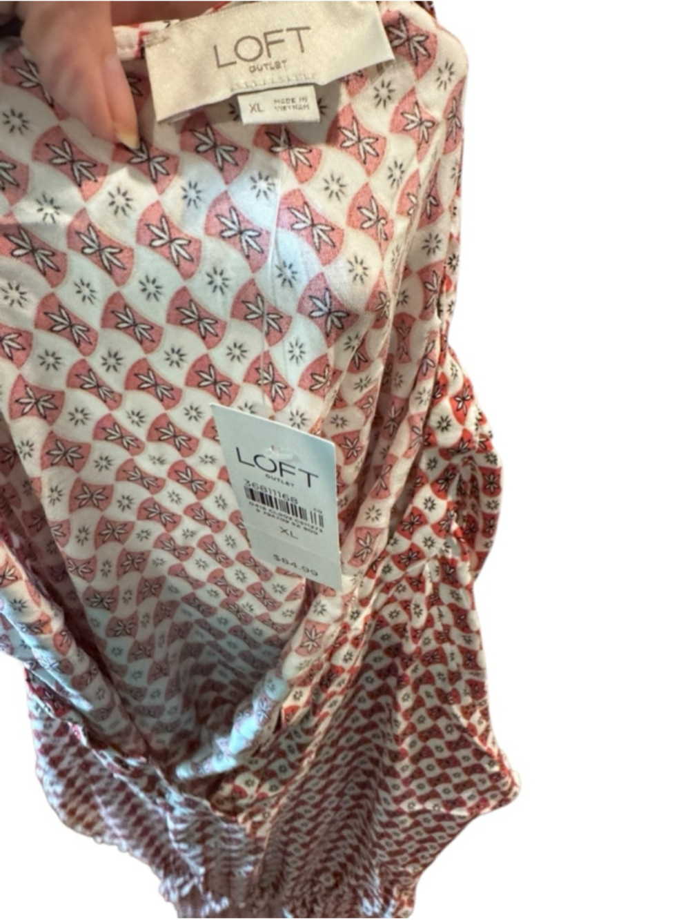 Women's LOFT dress XL Red White Patterned - Picture 4 of 9